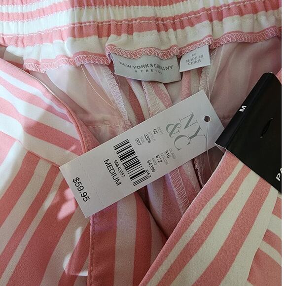 NEW YORK & COMPANY Pink Striped Palazzo Wide Leg Pants Womens Size Medium M - Picture 8 of 9